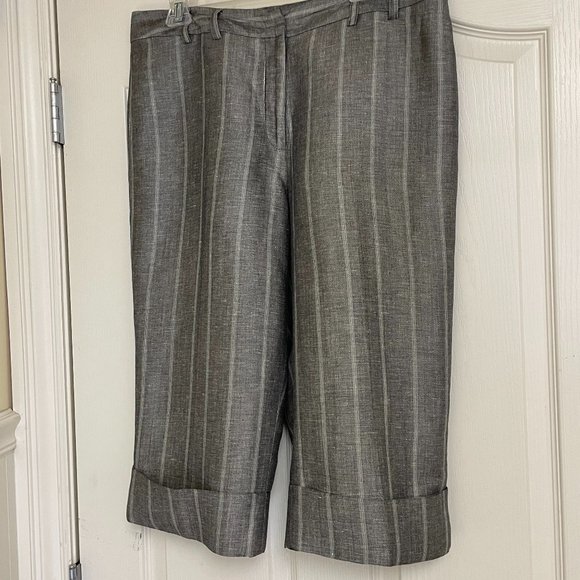 david n grey linen suit with jacket and mid-calf pants, size 12 - Picture 7 of 12